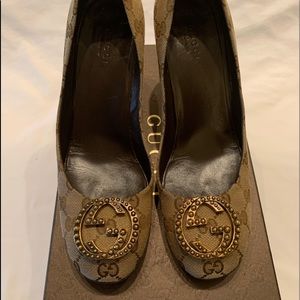 Orig GG Beige Ebony Gucci woman’s shoes size 39 EU
